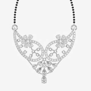 Collier Mangalsutra en argent sterling pour femme avec diamants Moissanite ronds et en forme de poire – Bijoux haut de gamme - Product Image 4