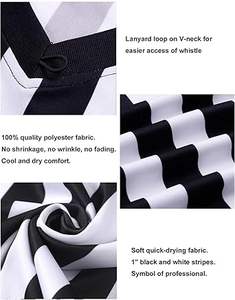 Camiseta de Árbitro Estampada para Hombre, Camiseta de Árbitro Oficial con Rayas Negras, Uniforme de Estilo Profesional con Cuello en V, Baloncesto, Fútbol, Poliéster/Nailon - Product Image 4