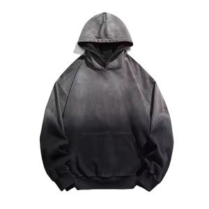 Sweat à capuche en molleton épais de coton de haute qualité, coupe classique, effet délavé soleil, broderie patchwork, épaules tombantes - Product Image 3