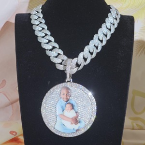 Collier avec pendentif personnalisé en argent 925 avec diamant Moissanite VVS, photo personnalisée, style glacé, tendance pour femmes, streetwear à bas prix - Product Image 2