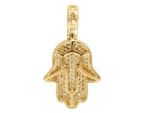 925 Plata hombres mujeres Iced Out redondo Moissanite diamante Hamsa mano colgante con chapado en oro joyería fina y dijes - Product Image 4