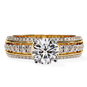 Anillo de Compromiso Vintage de Oro Amarillo de 14K con Diamante Cultivado en Laboratorio de Corte Solitario de Triple Hilera de 1.23ct, Claridad VVS1/VVS2, Certificado IGI - Product Image 1