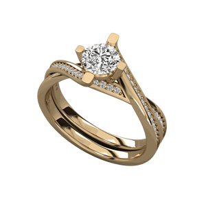 Round Diamond Two <b>Cross</b> Shank Solitaire <b>Ring</b> - Product Image 3