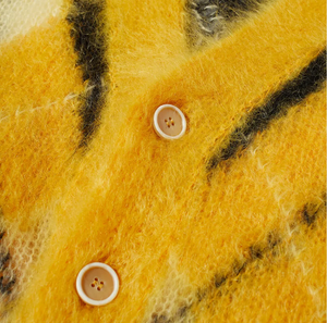 Cardigan en mohair pelucheux jaune et noir pour hommes - Product Image 2