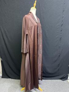 New Dubai Style Vintage Abaya for Women Traditional Islamic Long Sleeve <b>Flared</b> Hem MAXI Length Polyester Lightweight - Product Image 6