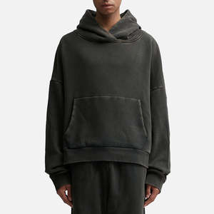 Sudaderas con capucha personalizadas para hombre 100% algodón oversize drop shoulder streetwear heavyweight pullover blank vintage Wash crop HOODIE para hombre - Product Image 6