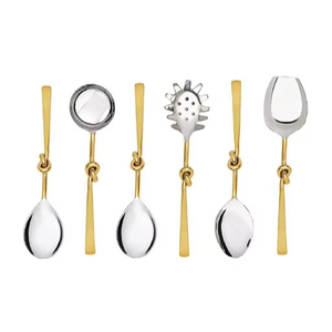 Hot Sale Metal Gold Salad <b>Server</b> Set with Knot Handle Best Price Pasta Serving Tools from India - Product Image 1