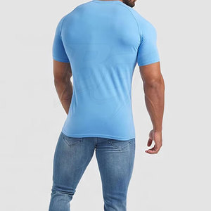 Chemises ajustées sur mesure, coupe classique, tricotées, respirantes, séchage rapide, manches courtes pour hommes, pour la gym, l'entraînement, le fitness, décontractées - Product Image 2