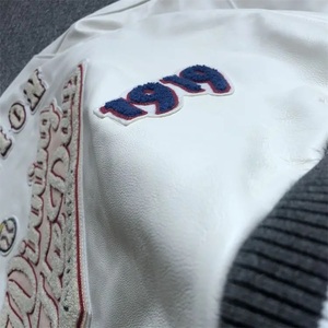 Chaqueta Bomber de Béisbol Bordada de Alta Calidad, Chaqueta Universitaria con Cremallera Completa, Chaqueta Corta Cuadrada con Letras para Hombre - Product Image 5