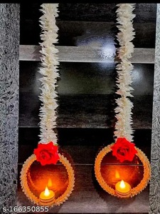 Portavelas Jasmine Diya, Decoración para Colgar en la Pared, Decoración Diwali, Decoración de Fondo para Escenario Ganpati, Decoración Colgante para Velas de Té - Product Image 2