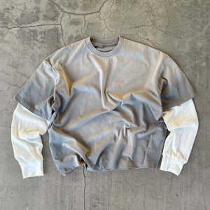 T-shirt à manches courtes double couche en jersey 100 % coton, anti-rétrécissement, avec impression en relief, style streetwear, effet gaufré délavé, thermique, personnalisable avec logo OEM - Product Image 2