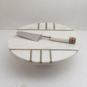 Assiette à gâteau en bois avec incrustation mère et perle avec dôme en verre, support à gâteau à Dessert, assiette de service pour articles de fête - Product Image 4