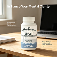 Capsules de champignons cérébraux Mycobotanicals en gros pour OEM, supplément de clarté mentale à base de Crinière de lion, Reishi et Cordyceps, 60 unités