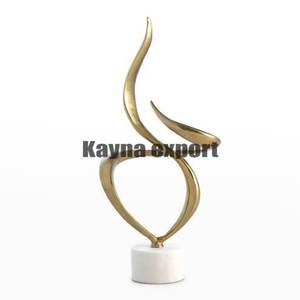 Luxury Decorative Handicraft Metal Sculpture Gold Metal White Marble <b>Stand</b> Home Decoration Wholesale Price Sculpture - Product Image 2