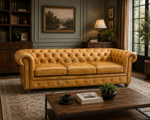 Sofá de 3 Plazas de Cuero Genuino Premium |   Sofá Chesterfield de Cuero |   Muebles de Lujo para Sala de Estar |   Fabricante Mayorista - Product Image 2