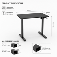 Bureau d'ordinateur portable électrique à hauteur réglable à moteur unique moderne Fabrication Table extensible assis-debout pour le travail et les études au bureau