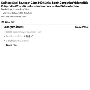 Stainless Steel Saucepan 28cm 9200 Series Satin Chrome Induction Compatible Dishwasher Safe - Product Image 2