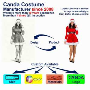 Disfraz de Santa Claus de Terciopelo para Mujer, Diseño Original del Fabricante, con Capucha Roja, Cálido <span class=keywords><strong>y</strong></span> Elegante, Disfraz de Navidad - Product Image 4