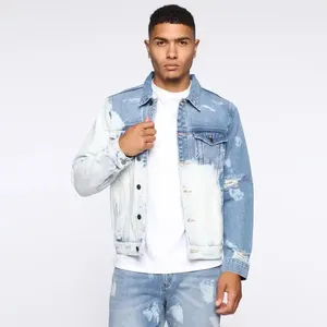 Fashion Custom <b>Denim</b> <b>Jacket</b> Acid Washing <b>Men</b> <b>Denim</b> <b>Jacket</b> Hole Distressed <b>Denim</b> <b>Jacket</b> Vintage Wholesale - Product Image 1