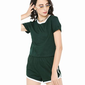 ชุดเสื้อผ้าสองชิ้นสำหรับผู้หญิงชุดผ้าคอตตอนคอกลมผ้าแห้งเร็ว/ระบายอากาศได้ดีสำหรับฤดูร้อน - Product Image 6