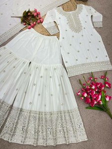 Eid y Ramdan Mes Especial Hermoso Color Blanco Tradicional Salwar Kameez De Shree Indian Exports - Product Image 3