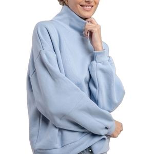 Sweat surdimensionné en molleton de coton décontracté pour femmes avec col montant pull à manches longues pour l'hiver automne Position du logo avant - Product Image 5