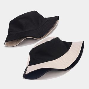 Wholesale men and Children's Casual Two Tone Color Contrast Patchwork Cotton Reversible Bucket <b>Hat</b> for Fishing & Cycling - Product Image 4