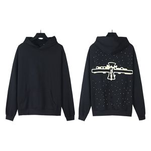 Sudadera con capucha de algodón 100% de alta calidad al por mayor Chip Hip Hop Street Graffiti Pullover Sudadera con capucha bordada pintada a mano con diamantes de imitación - Product Image 6