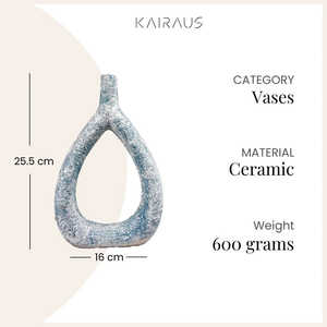 แจกันเซรามิคทรงสามเหลี่ยมสีเขียวอมฟ้าลายเท็กซ์เจอร์ทันสมัย ของตกแต่งบ้านสไตล์อาร์ตเดโค สำหรับใช้ภายในอาคาร - Product Image 5