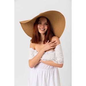 Camel Extra Wide Straw <b>Hat</b> with Ribbon HSR2039 - Shipped in <b>Box</b> - 2039camel - Product Image 5