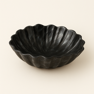 Fregona azul de resina con forma de concha festoneada, cuenco decorativo hecho a mano, plato de ensalada de frutas iridiscente para centro de mesa, cocina y hogar - Product Image 5