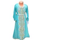 Kaftan Marocain Style Bohème en Tissu de Soie Imprimé par Décharge, Marque Moroccansoul