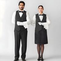 Uniforme de serveur en coton satiné gaufré avec logo personnalisé, options de commande en gros disponibles pour le meilleur prix de gros, unisexe, restaurant, bar