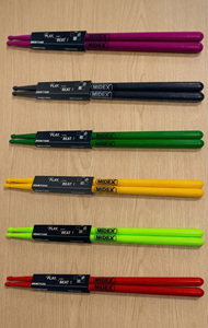 Baquetas de Poliamida Irrompibles Midex GFK-801X 5A, Juego de Colores (12 Pares), Alta Durabilidad, Hechas en Gaziantep - Product Image 3