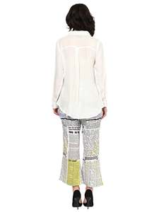 Conjunto de poliéster estampado multicolor para mujer con top de cuello camisero y diseño de manga larga combinado con pantalones a juego - Product Image 2