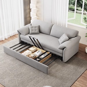Modern Minimalist Sectional <b>Sofa</b> Bed Multi-functional Fabric Villa Living Room Furniture Set with <b>Cream</b> Color - Product Image 5