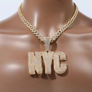 Colgante con letra personalizada Iced Out, Plata de Ley 925 VVS Moissanite, nombre de diamante, colgante con logotipo inicial, joyería de Hip Hop - Product Image 6