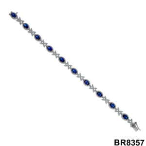 Bracelet tennis Halo Diamond X-Link pour femmes, or jaune 14KT/18KT plaqué rhodium, taille ovale, pierre naturelle 2.86CTW - Product Image 3