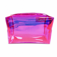 Sac cosmétique à fermeture éclair en PVC laser, pochette de toilette étanche, ultra légère, résistante à l'usure, étui de rangement de voyage