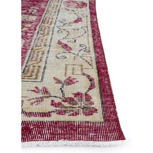 Alfombra de Lana Anudada a Mano Vintage Pae-2925 de Gran Tamaño, Diseño Floral Rojo y Naranja para Sala de Estar, Pasillo, Rectangular, para Adolescentes - Product Image 4