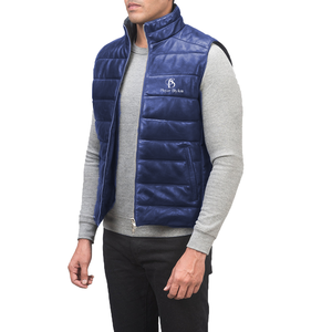 Men's Casual Windproof Reversible Breathable Eco-Friendly Sleeveless Winter Outer Wear Puffer Vest Color Blocking Puffer V-neck - Product Image 3