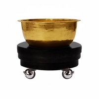 Premium Kupfer-Spa-Schale mit Trolley und Fußstütze, Pediküre-Werkzeug, gehämmertes Gold-Finish, Spa-Schale, Pediküre-Zubehör