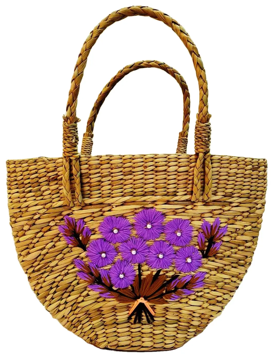 Conception de broderie de fleurs de jonc de mer pour femmes tendance style unique segment différent de sacs à main sacs à main de plage pour femmes