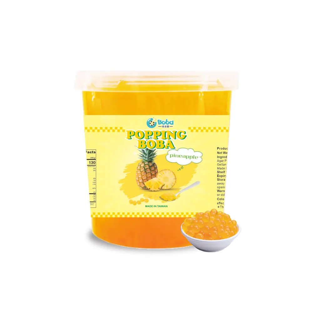 KEIFU-Pineapple Popping Boba Pearl Juice Ball Instant Bursting Boba OEM/ODM para Bubble Tea Drink Topping 3,2 kg