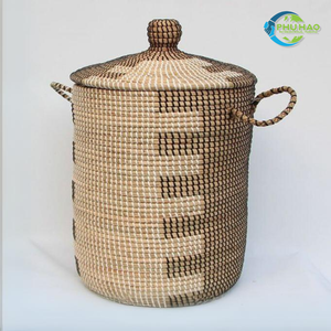 Cesta de lavandería de ratán de jacinto de agua moderna con tapas, diseño duradero y que ahorra espacio, decoración del hogar, organizador de lavandería - Product Image 6