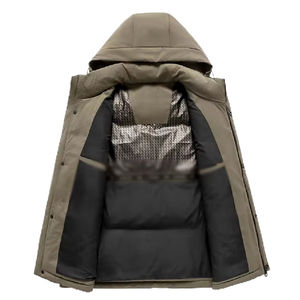 Parkas d'hiver pour hommes de bonne qualité, chauds, épais, unis, à capuche, décontractés, coupe slim, avec fermeture éclair et poches, en duvet. - Product Image 4