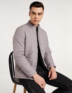 wholesale custom logo design OEM collar zipper puffer <b>jackets</b> <b>grey</b> colour men streetwear <b>jackets</b> - Product Image 2
