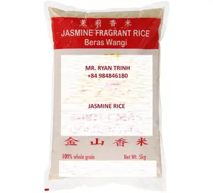 JASMINE RICE 5% Premium Grão Longo Perfumado Heathy Arroz Longo De Grão 5% Saco Quebrado OEM Marca E Embalagem