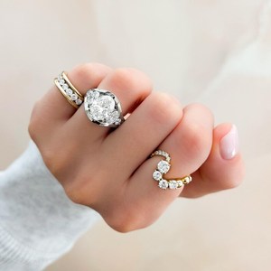 Conjunto de canal de diamante Moissanite de corte ovalado Original, anillo de cóctel, Plata de Ley 925, boda, joyería fina única, regalo para pareja - Product Image 4