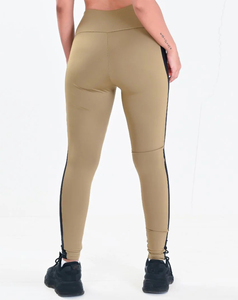 Mallas de fibra de bambú de algodón de cintura media de alta calidad, ropa deportiva para gimnasio, mallas de cintura elástica con patrón sólido - Product Image 2